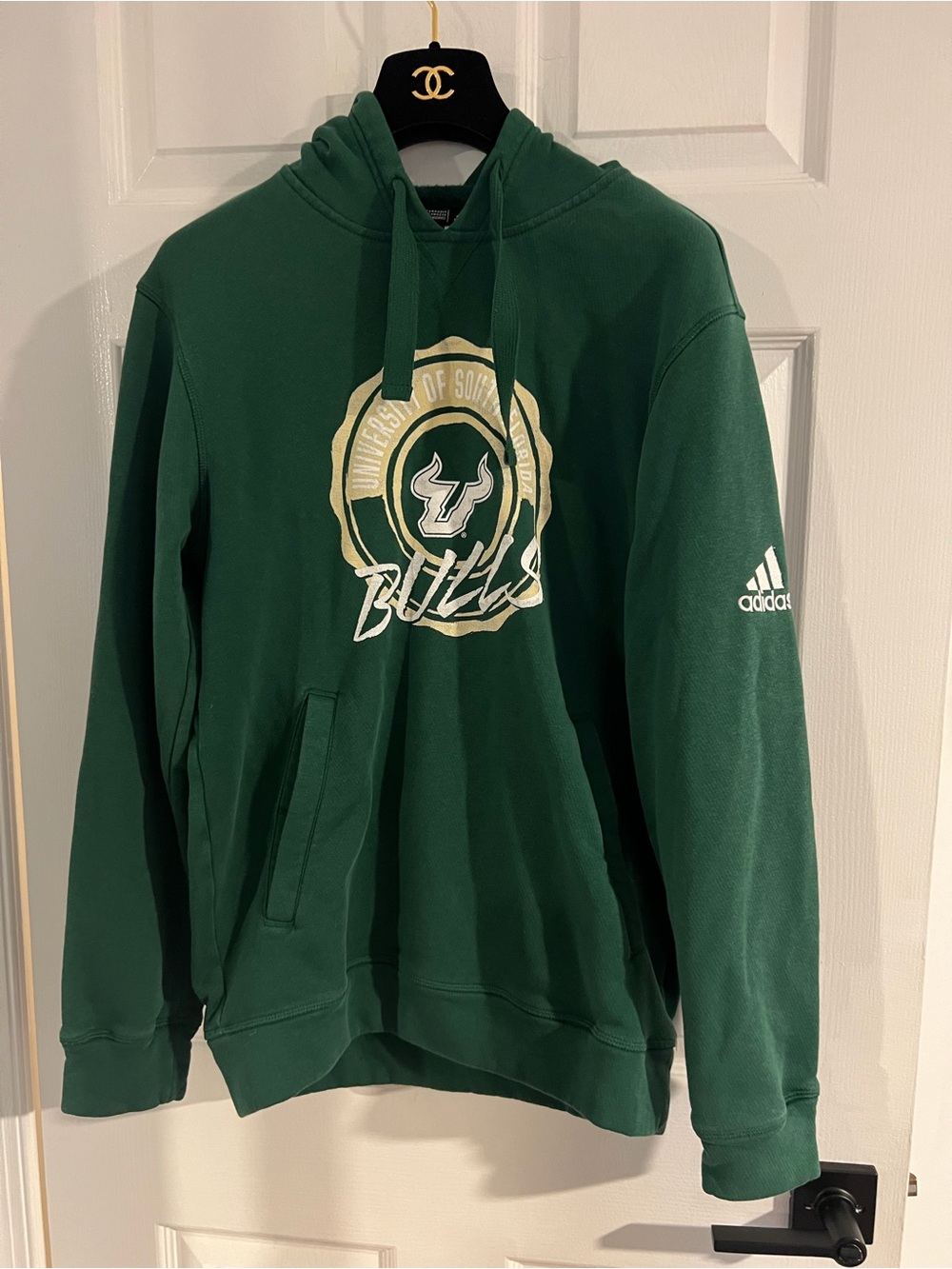 adidas USF University of South Florida Bulls Pullover Hoodie Green Size S